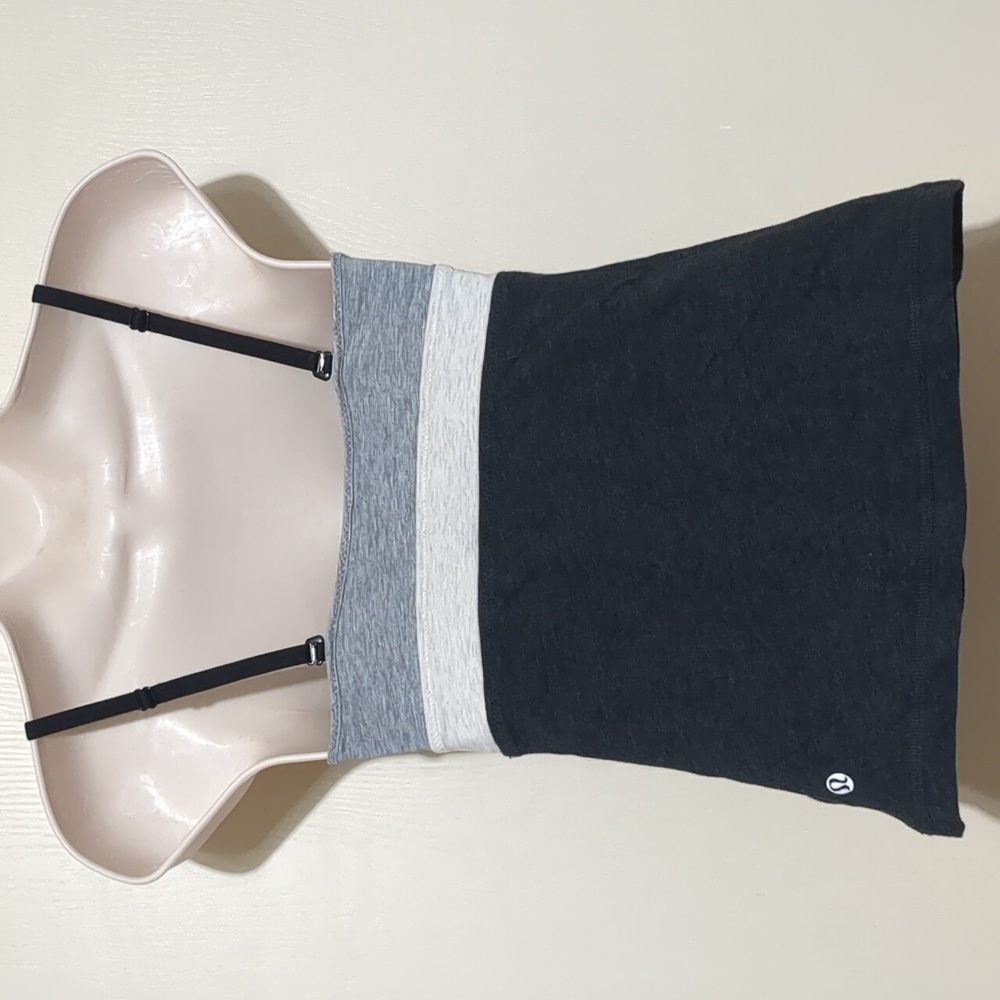 Lululemon Pima Cotton Blend Color block Tank Top Grey Women's Size Small - Picture 2 of 5